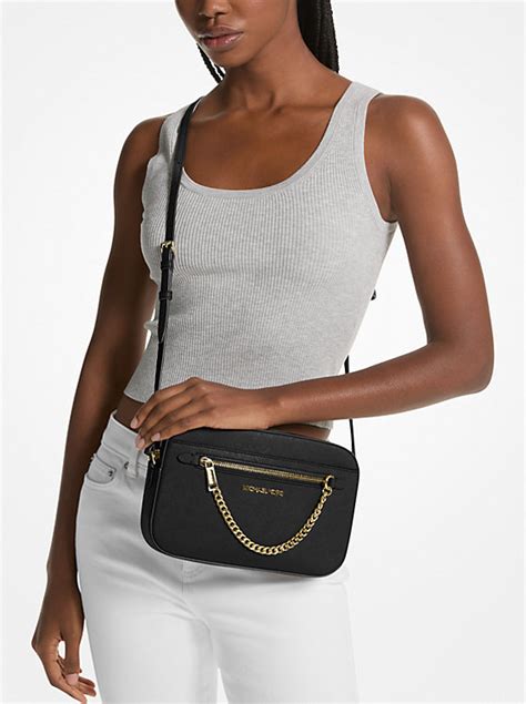 bolsa transversal jet set michael kors|Jet Set Large Saffiano Leather Crossbody Bag.